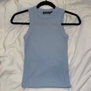 Ribbed high neck tank top